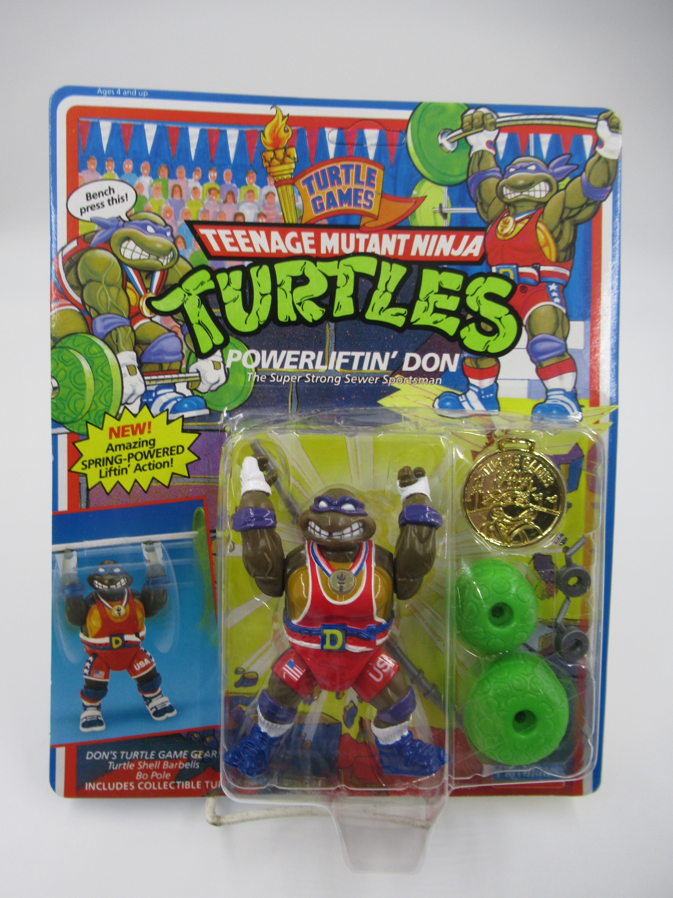 Teenage Mutant Ninja Turtles Turtle Games Powerliftin' Don 4.5" Figure TMNTs - Playmates (1992)